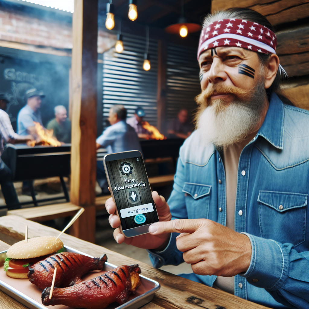 “Ny teknologi er altid til stede: Indianer-app irriterer besøgende på lokal grillbar.”