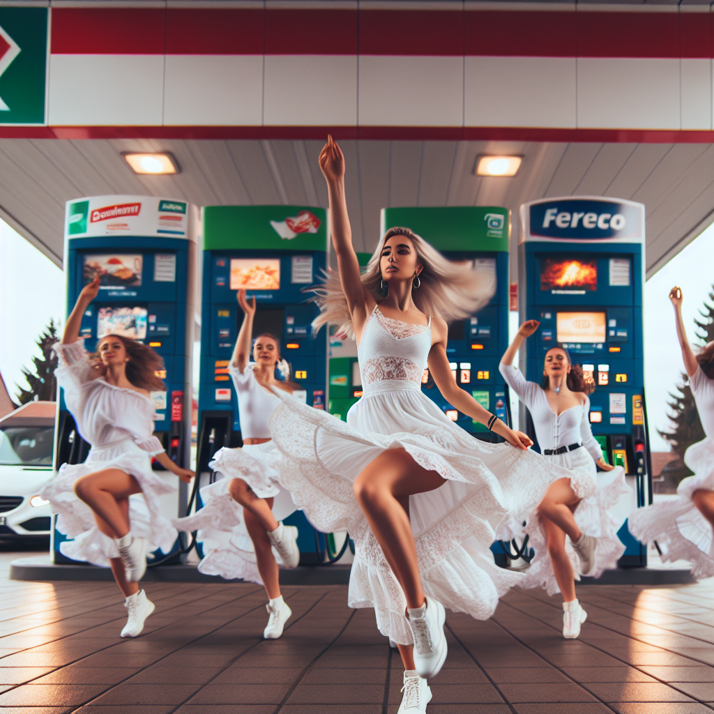 “Pæne piger går viralt med vulglært danseshow for tankstationskunder i Tyskland!”