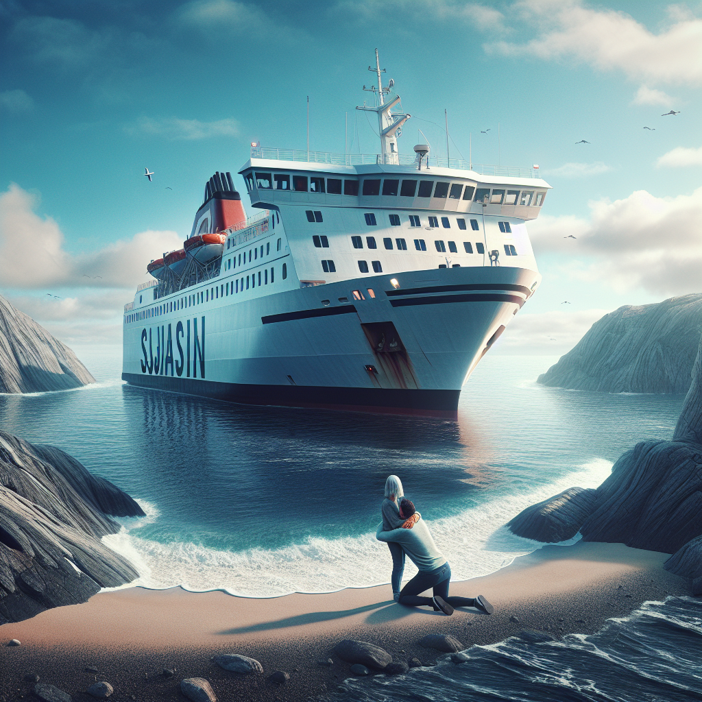 “Færgen Sjælland begærer kærligt nyt liv på øde atlanterhavsø.”